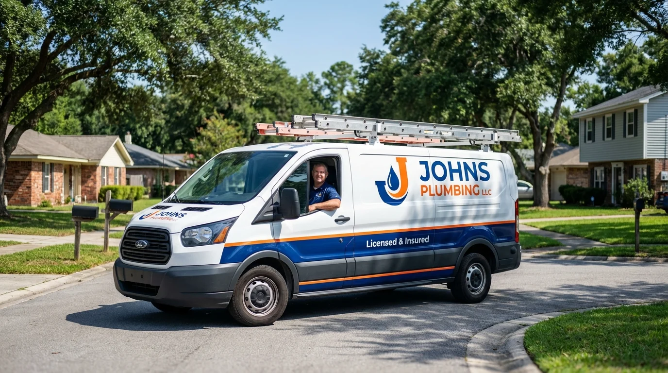 Johns Plumbing LLC service van in Tom Bean, TX