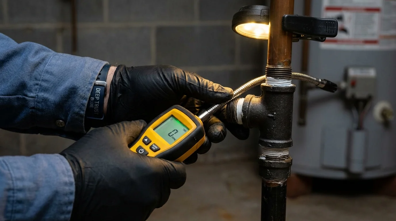 Gas leak detection with electronic sniffer by Johns Plumbing LLC in Tom Bean